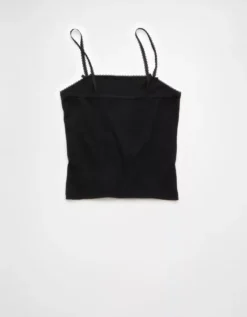 AE Lace Trim Cami True Black -American Eagle Fashion 0366 6199 073 b