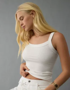 AE Daily Fave Tank Top White 14 AE Daily Fave Tank Top White -American Eagle Fashion 0366 6214 100 d2