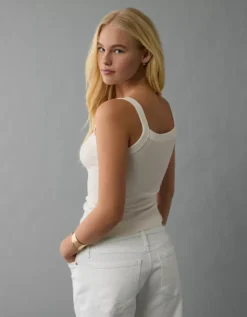 AE Daily Fave Tank Top White 10 AE Daily Fave Tank Top White -American Eagle Fashion 0366 6214 100 ob