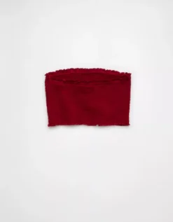 AE Sunchaser Knit Smocked Bandeau Berry -American Eagle Fashion 0366 6247 669 b