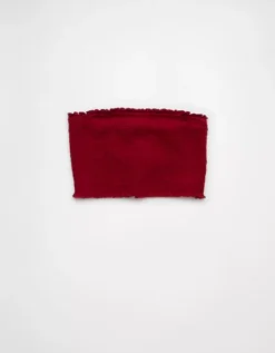 AE Sunchaser Knit Smocked Bandeau Berry -American Eagle Fashion 0366 6247 669 f