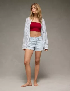 AE Sunchaser Knit Smocked Bandeau Berry -American Eagle Fashion 0366 6247 669 os