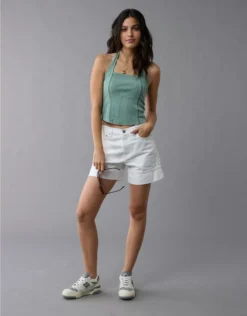 AE Lace Halter Tank Top Green