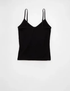 AE Velvet Trim Cozy Cami True Black -American Eagle Fashion 0366 6329 073 b