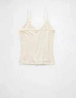 AE Velvet Trim Cozy Cami Chalk -American Eagle Fashion 0366 6329 131 b