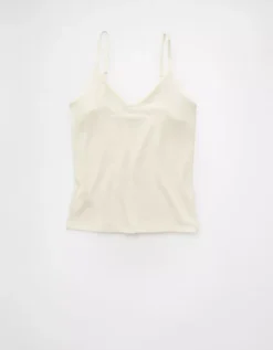 AE Velvet Trim Cozy Cami Chalk -American Eagle Fashion 0366 6329 131 f
