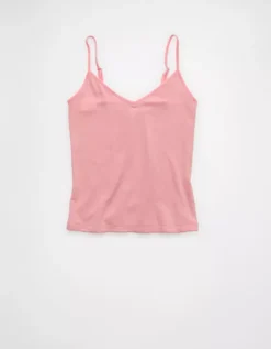 AE Velvet Trim Cozy Cami Pink Note -American Eagle Fashion 0366 6329 630 f