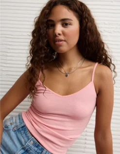 AE Velvet Trim Cozy Cami Pink Note