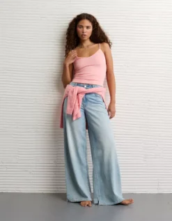 AE Velvet Trim Cozy Cami Pink Note -American Eagle Fashion 0366 6329 630 os