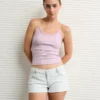 AE Strappy Go Lucky Cropped Lace Tank Top Pastel Orchid