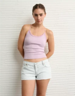 AE Strappy Go Lucky Cropped Lace Tank Top Pastel Orchid