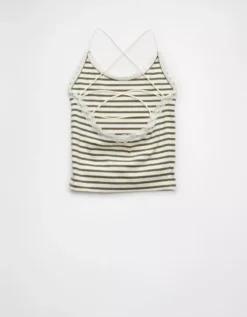 AE Strappy Go Lucky Cropped Lace Tank Top Olive -American Eagle Fashion 0366 6376 309 b