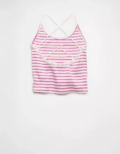 AE Strappy Go Lucky Cropped Lace Tank Top Pink -American Eagle Fashion 0366 6376 615 b
