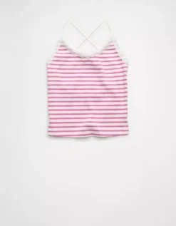 AE Strappy Go Lucky Cropped Lace Tank Top Pink -American Eagle Fashion 0366 6376 615 f