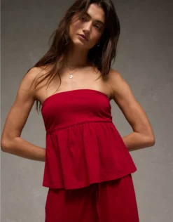 AE Sunchaser Knit Babydoll Tube Top Berry