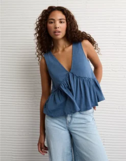 AE Sunchaser Knit V-Neck Swing Tank Top Navy