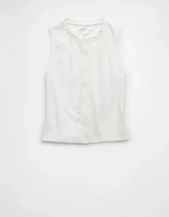 AE Button-Up Tank Top Raw White -American Eagle Fashion 0366 6488 115 f