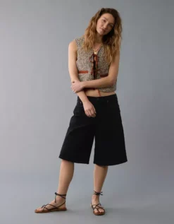 AE Reversible Leopard Tie Front Quilted Vest Brown -American Eagle Fashion 0383 3659 200 os