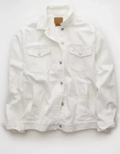 AE Oversized Boyfriend Denim Jacket White -American Eagle Fashion 0383 3673 100 f