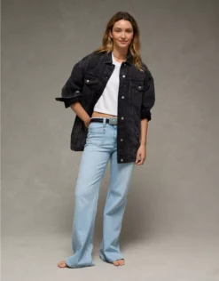 AE Oversized Boyfriend Denim Jacket Black