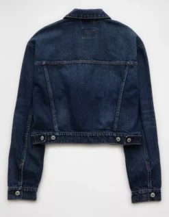 AE Cropped Vintage Denim Jacket Medium Indigo Wash -American Eagle Fashion 0383 3702 540 b