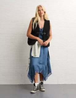 AE Sherpa Vest Bold Black -American Eagle Fashion 0383 3706 064 os