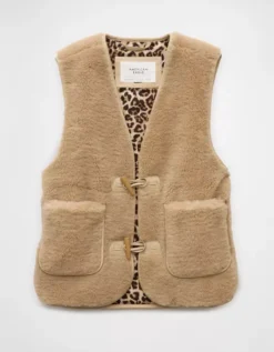 AE Sherpa Vest Khaki -American Eagle Fashion 0383 3706 212 f