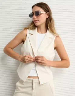 AE Lapel Vest Cream -American Eagle Fashion 0383 3707 106 os