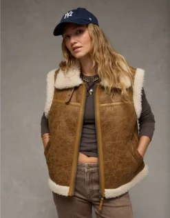 AE Shearling Vest Camel