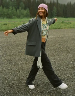 AE Oversized Boyfriend Blazer Charcoal