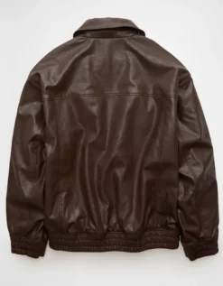 AE Oversized Vegan Leather Bomber Jacket Brown -American Eagle Fashion 0387 3688 200 b