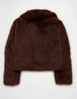AE Faux Fur Coat Brown -American Eagle Fashion 0387 3766 200 b