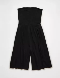 AE Strapless Smocked V-Waist Romper Black -American Eagle Fashion 0390 9059 001 b