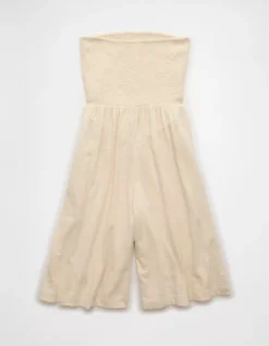 AE Strapless Smocked V-Waist Romper Cream -American Eagle Fashion 0390 9059 106 b
