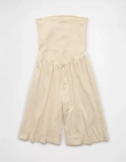AE Strapless Smocked V-Waist Romper Cream -American Eagle Fashion 0390 9059 106 f