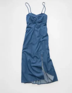AE Catie Corset Column Midi Dress Dark Wash -American Eagle Fashion 0390 9312 896 f