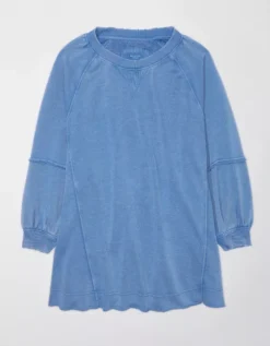 AE Long-Sleeve Fleece Babydoll Dress -American Eagle Fashion 0395 7455 532 f