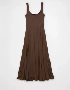 AE Scoop Neck Midi Dress Brown -American Eagle Fashion 0395 7966 200 b
