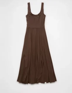 AE Scoop Neck Midi Dress Brown -American Eagle Fashion 0395 7966 200 f