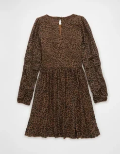 AE Long-Sleeve High Neck Mesh Mini Dress Multi -American Eagle Fashion 0395 8004 900 b