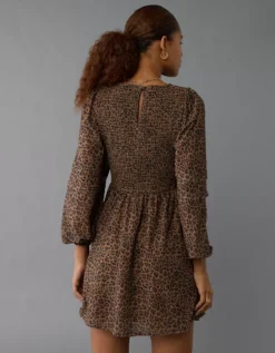 AE Long-Sleeve High Neck Mesh Mini Dress Multi -American Eagle Fashion 0395 8004 900 d2