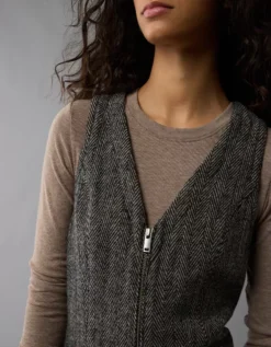 AE Zip-Up Mini Dress Brown -American Eagle Fashion 0395 8069 200 d2