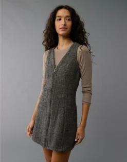 AE Zip-Up Mini Dress Brown