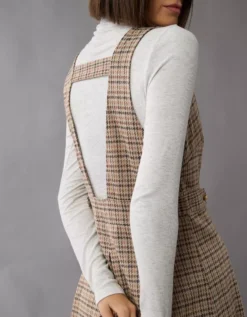 AE It Knit Pinafore Mini Dress Light Brown -American Eagle Fashion 0395 8339 026 os