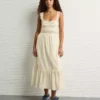 AE Catie Corset Crochet Midi Dress Cream