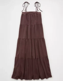 AE Sunchaser Knit Tie Shoulder Maxi Dress Brown -American Eagle Fashion 0395 8435 200 f
