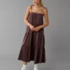 AE Sunchaser Knit Tie Shoulder Maxi Dress Brown