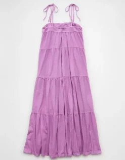 AE Sunchaser Knit Tie Shoulder Maxi Dress Purple -American Eagle Fashion 0395 8435 500 b