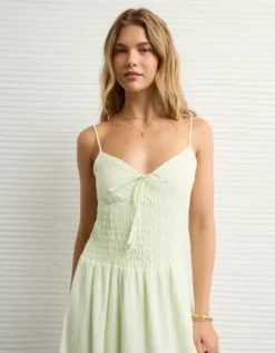 AE V-Neck Smocked Bodice Midi Dress Lime -American Eagle Fashion 0395 8459 759 os