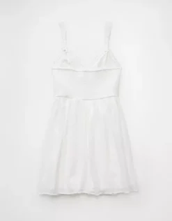 AE V-Neck Eyelet Mini Dress Cream -American Eagle Fashion 0395 8461 106 b